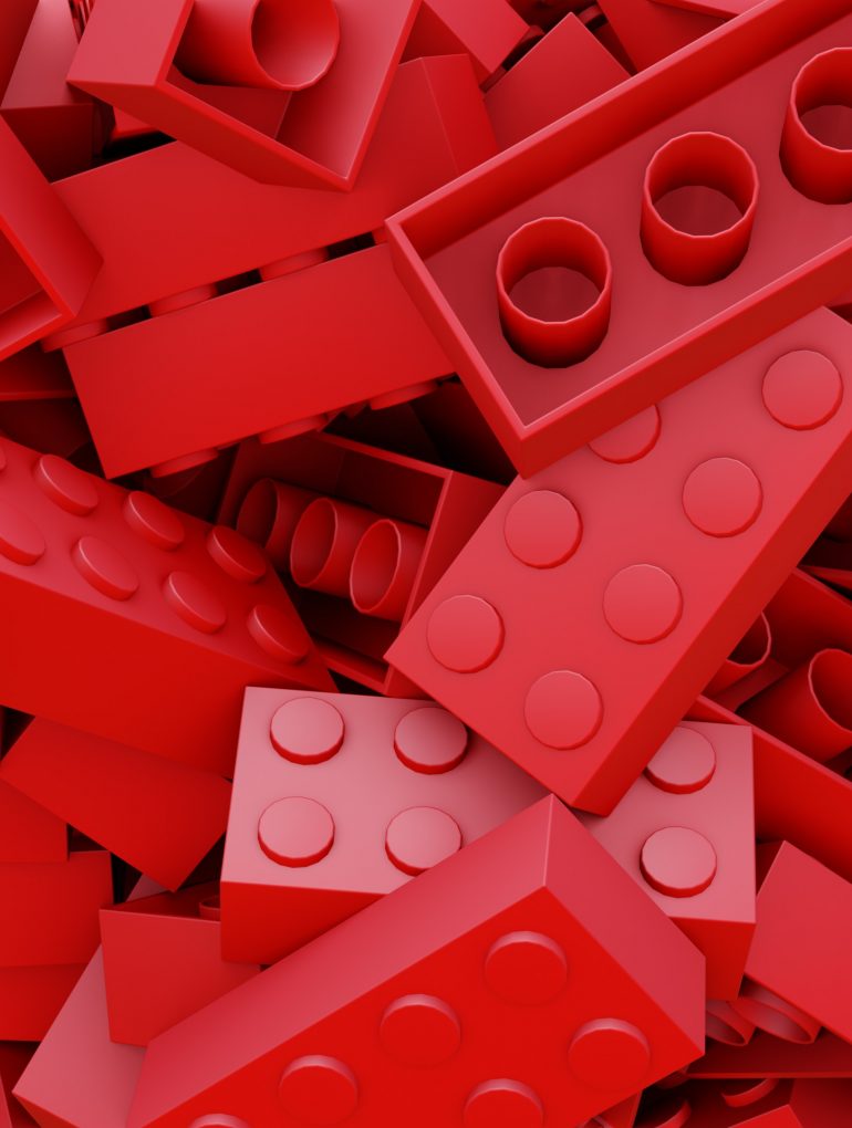 Pile of red lego bricks