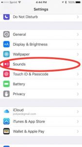 Sounds tab on iPhone