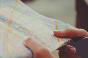 woman holding map