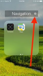 tap the X to rename a folder on iPhone