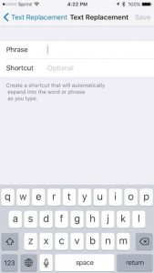 Shortcut screen