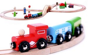 Classic Wooden Toy Train Starter Set