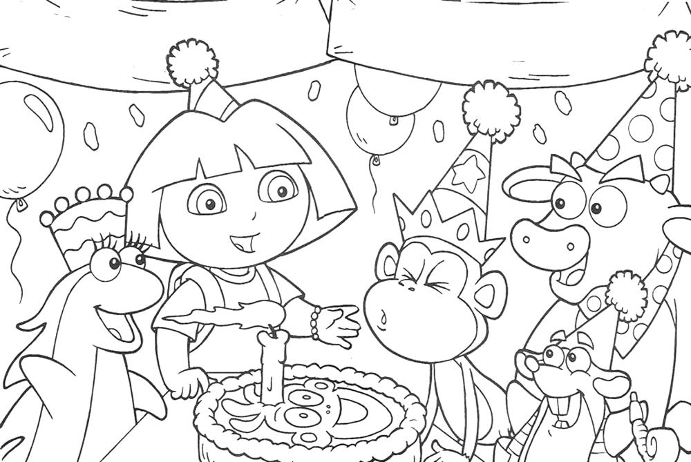 Effortfulg Dora Birthday Coloring Pages