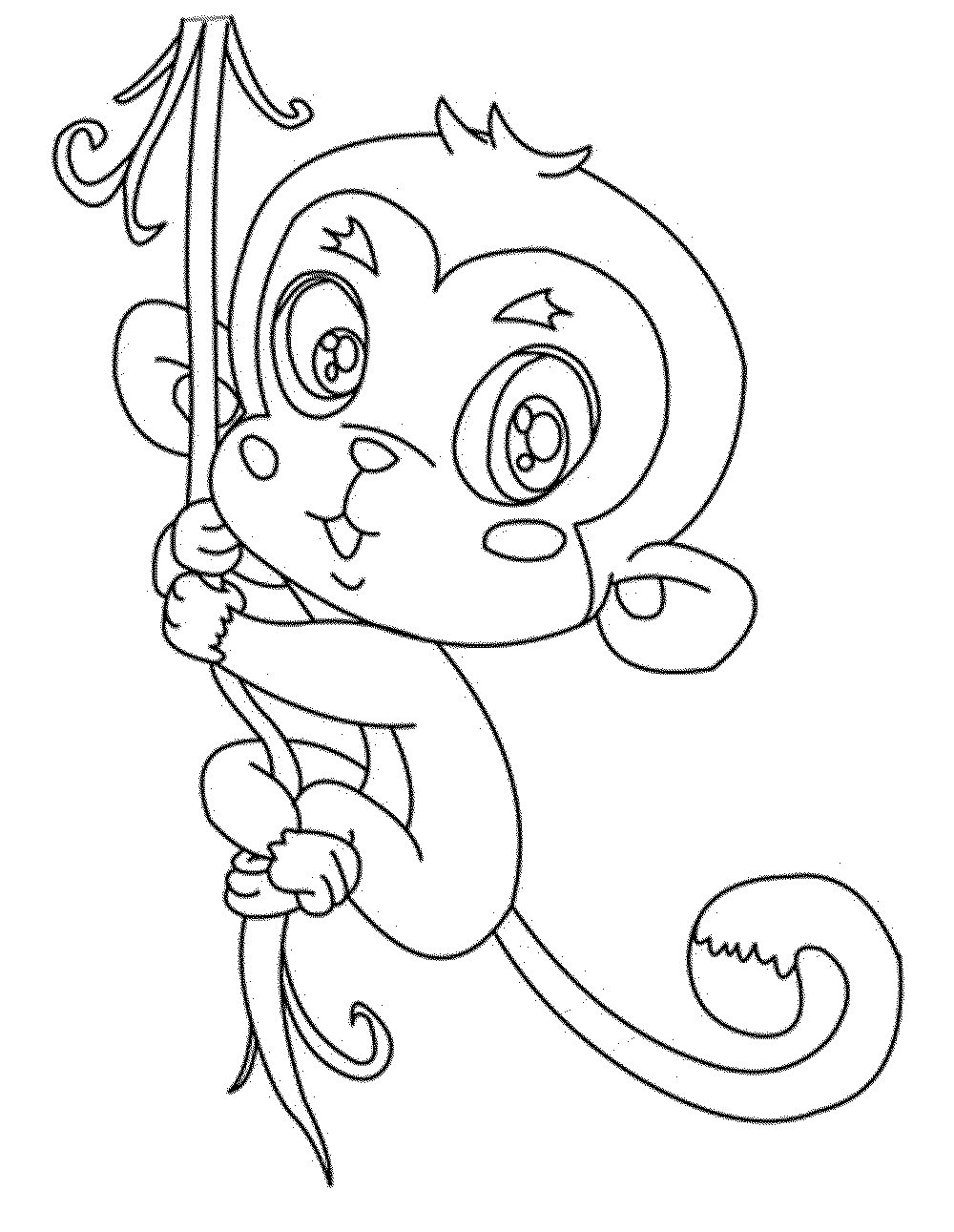 Print Download Coloring Monkey Head With Monkey Coloring Pages