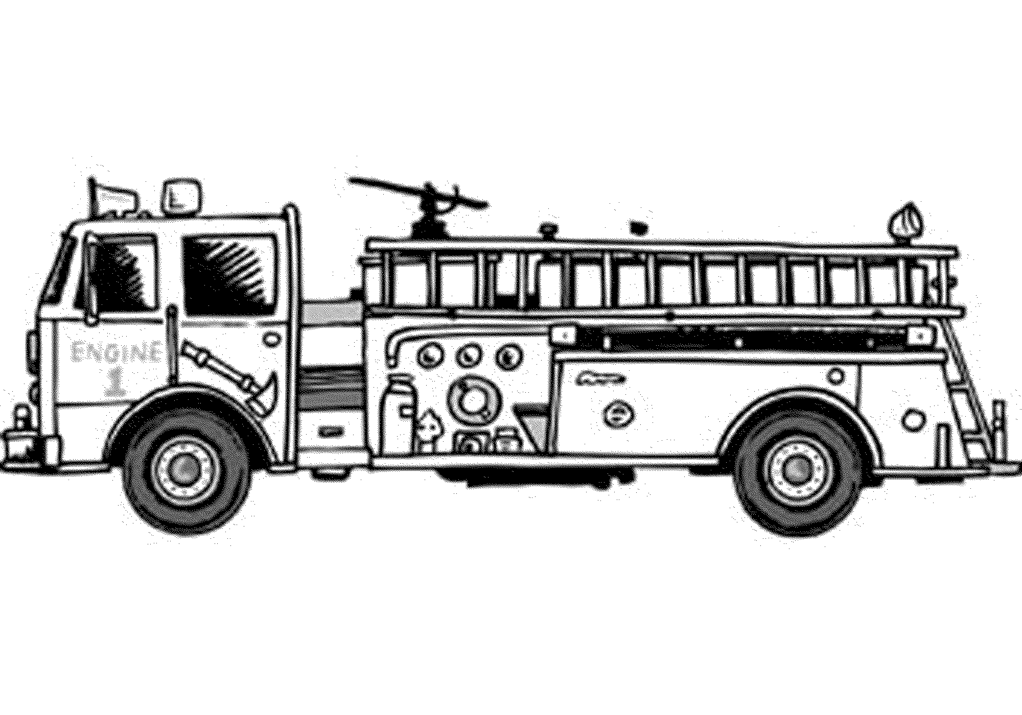 Print Download Educational Fire Truck Coloring Pages Giving Three