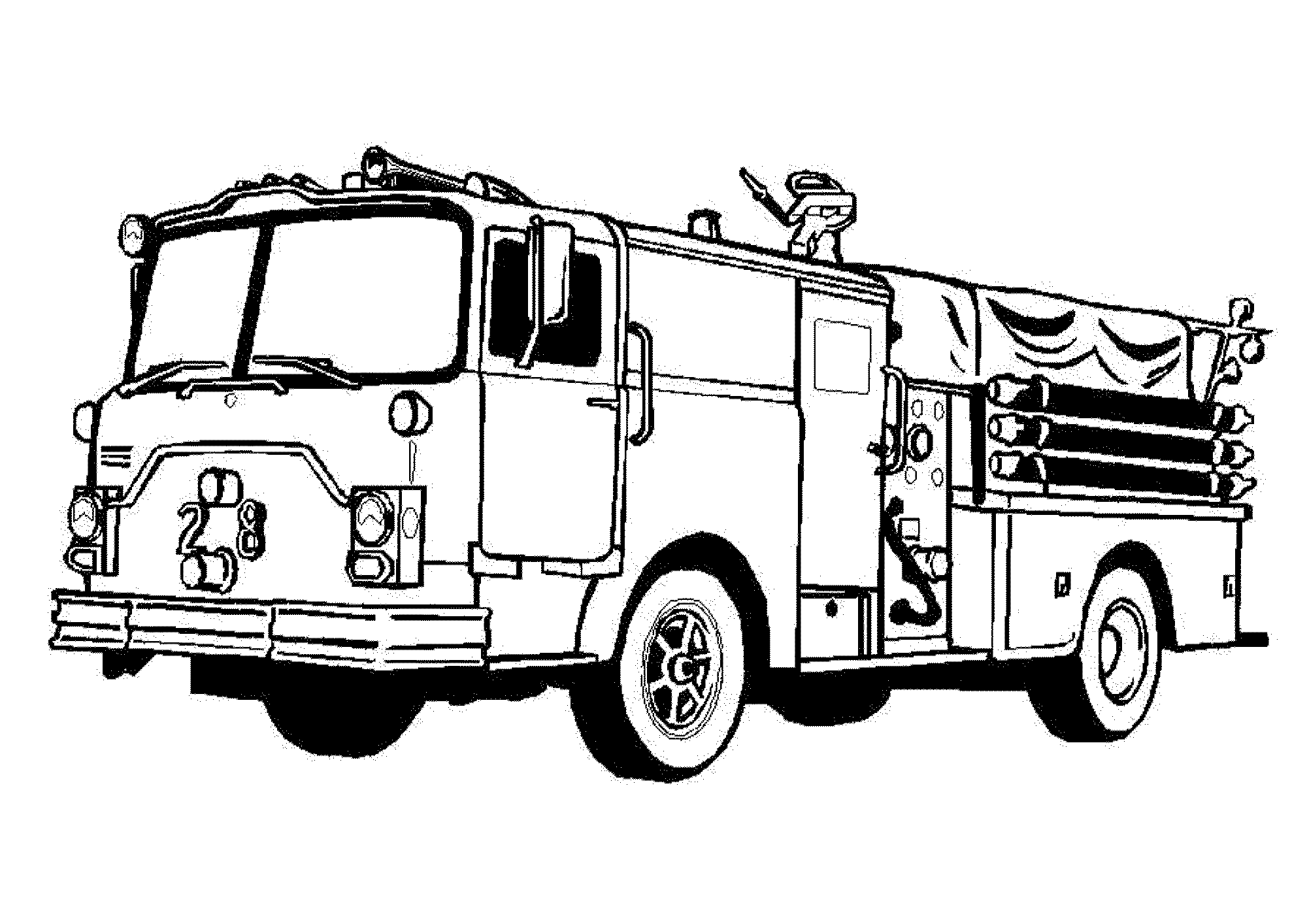 Print & Download - Educational Fire Truck Coloring Pages Giving Three