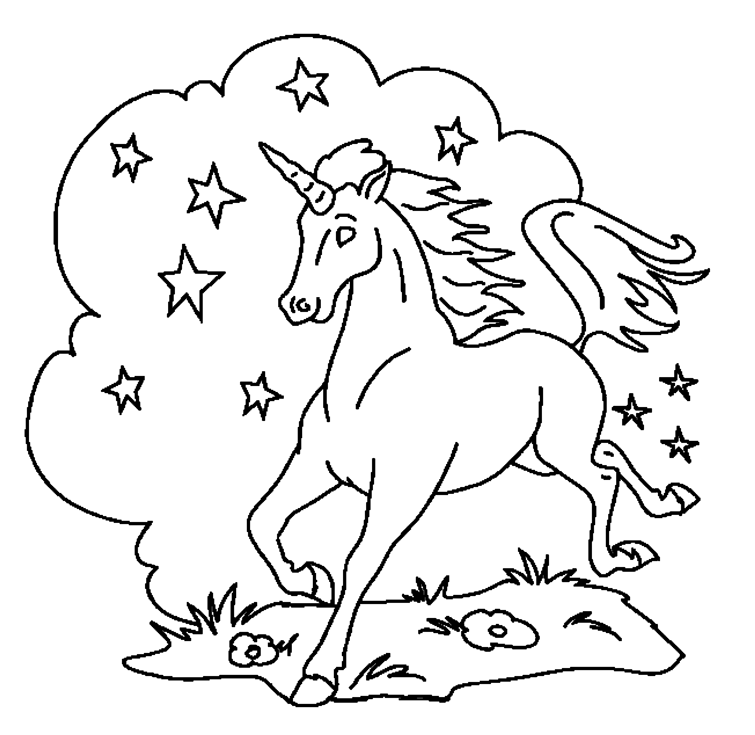 Print Download Unicorn Coloring Pages For Children