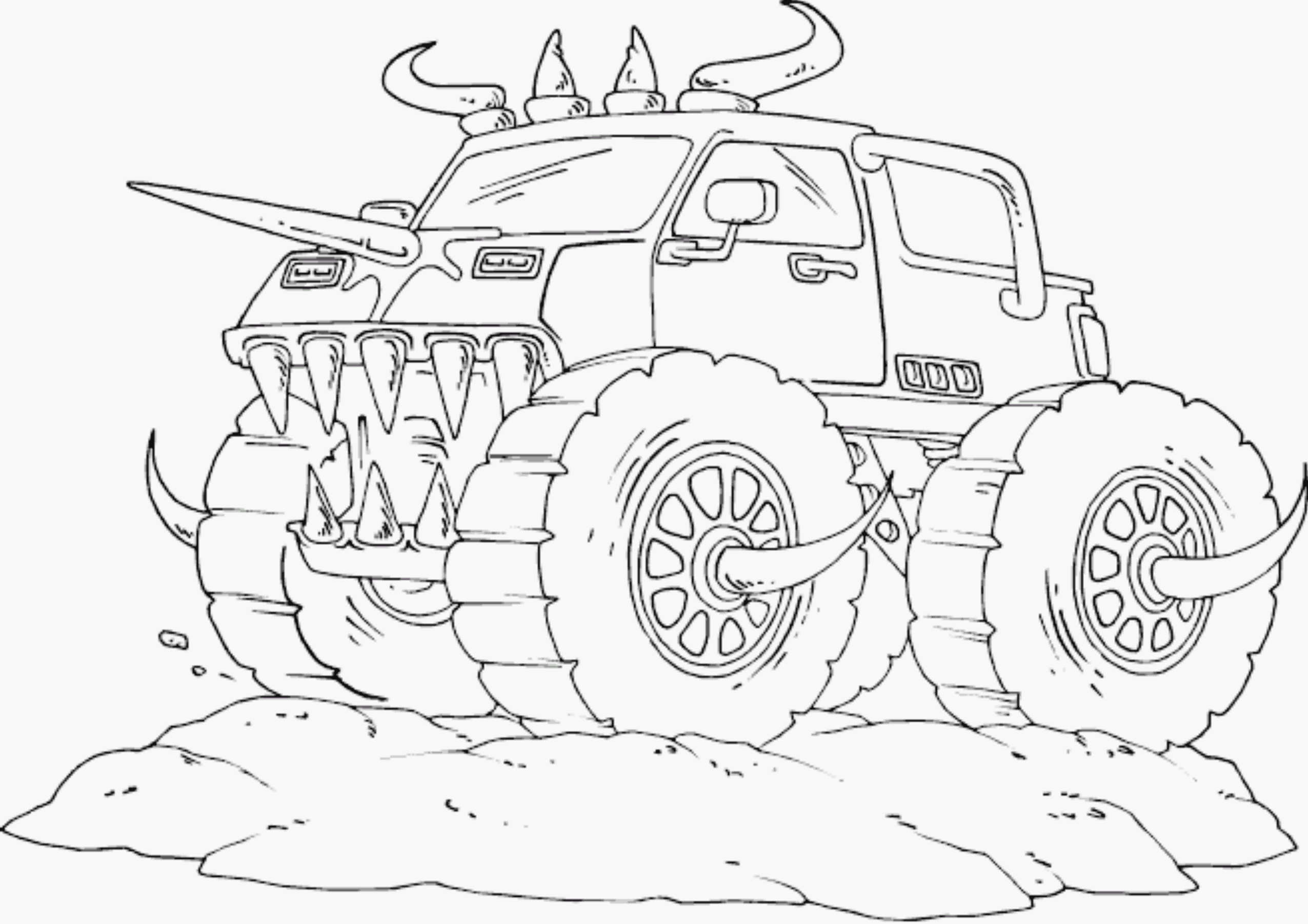 Gambar Drawing Monster Truck Coloring Pages Kids Real Kindergarten di ...