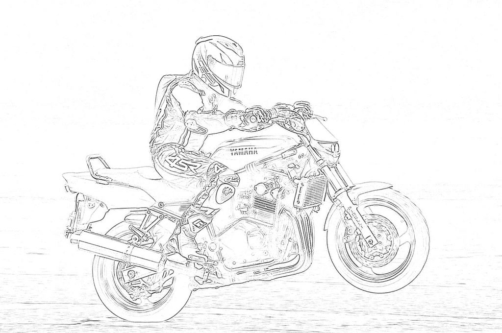 Motorcycle Rider Doing a Wheelie Coloring Page