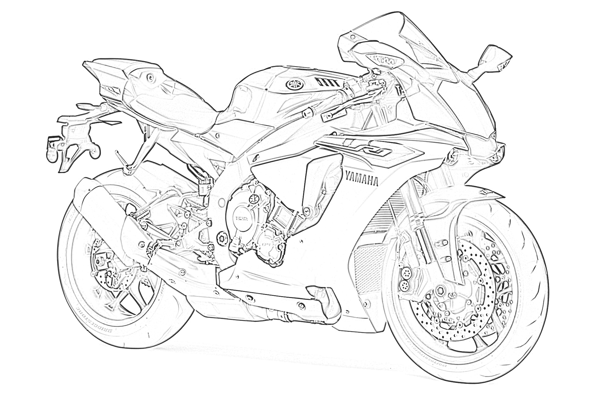 Yamaha R1 Motorcycle Coloring Page