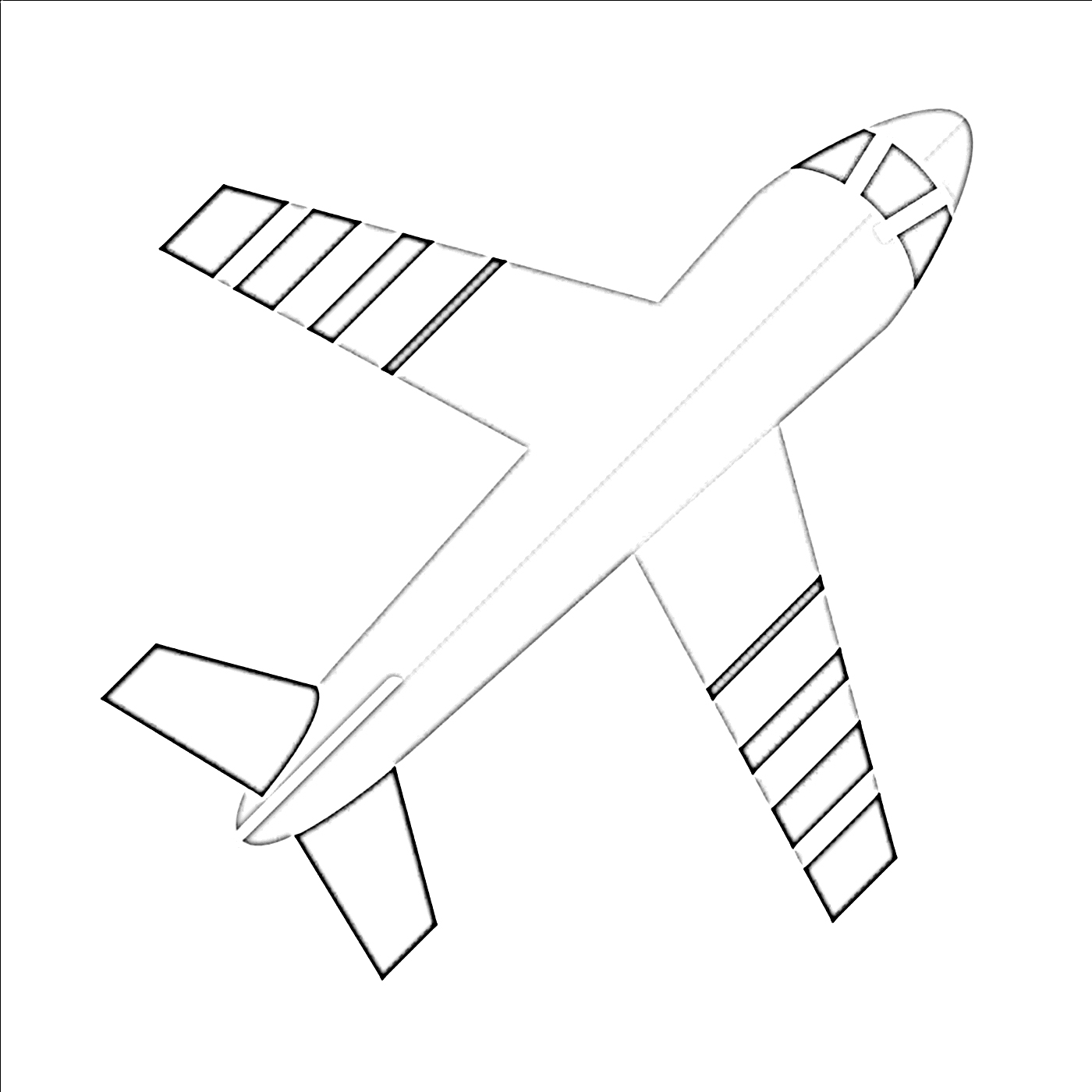 Topview airplane coloring page
