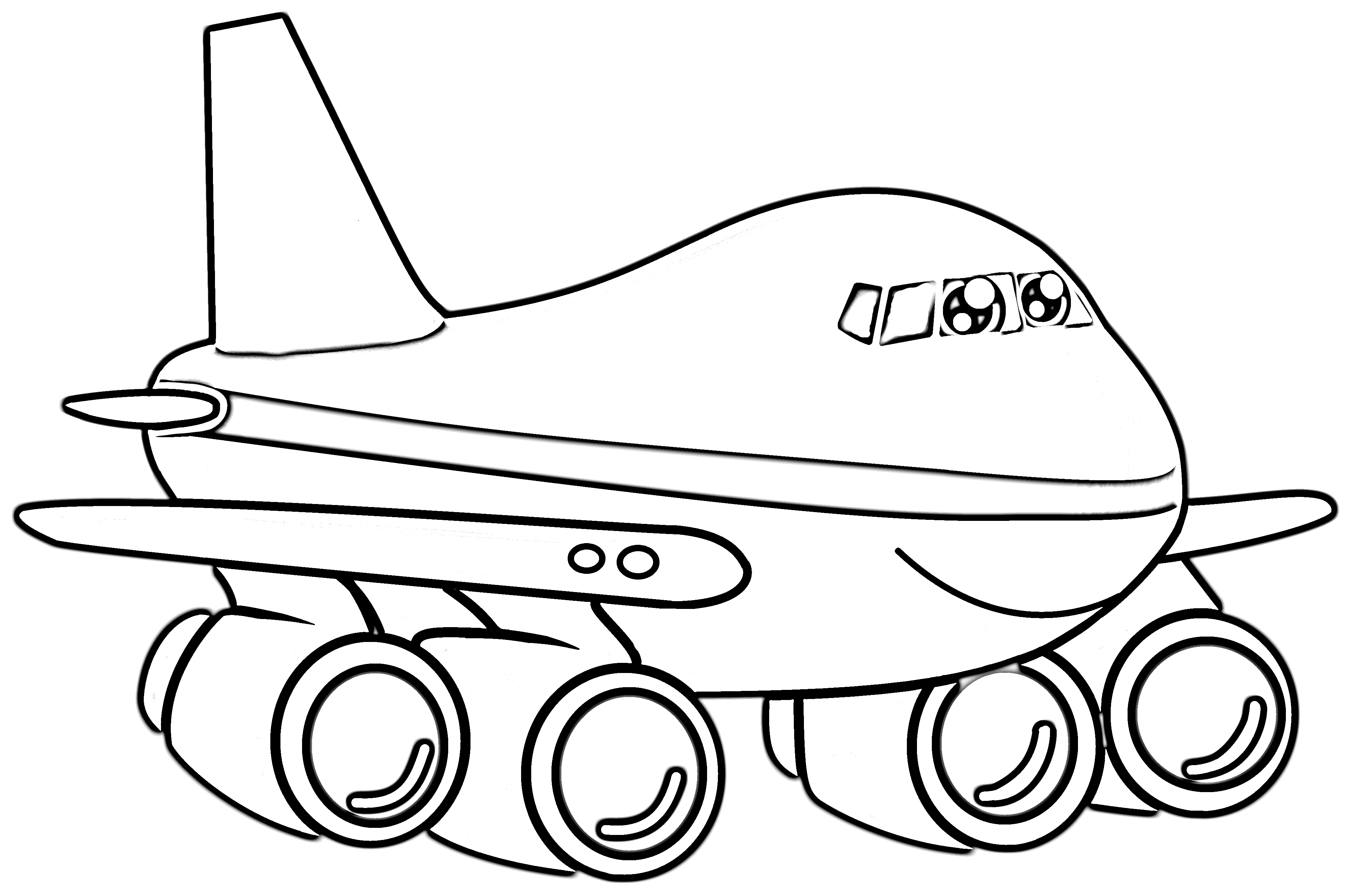 Smiling airplane coloring page