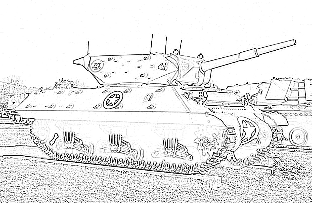 Army tank angled coloring page