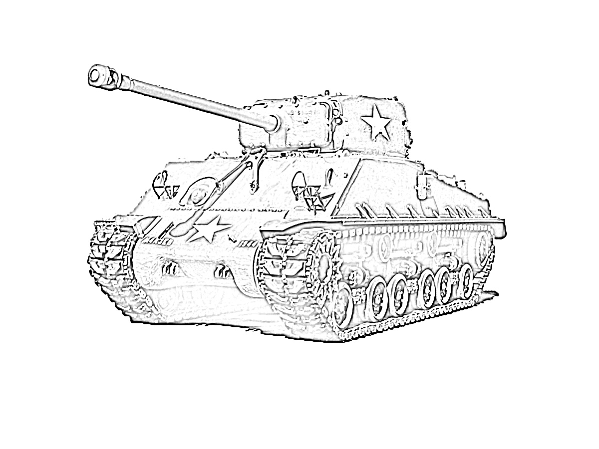 Army tank star coloring page