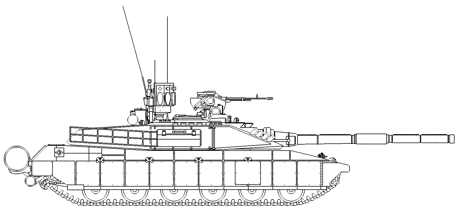 Army tank side view coloring page