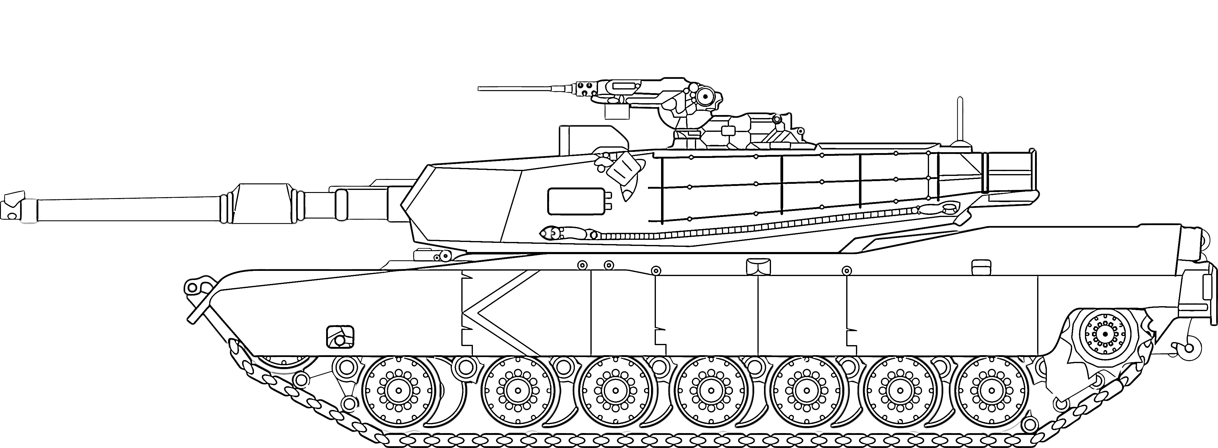 Army tank rolling in coloring page