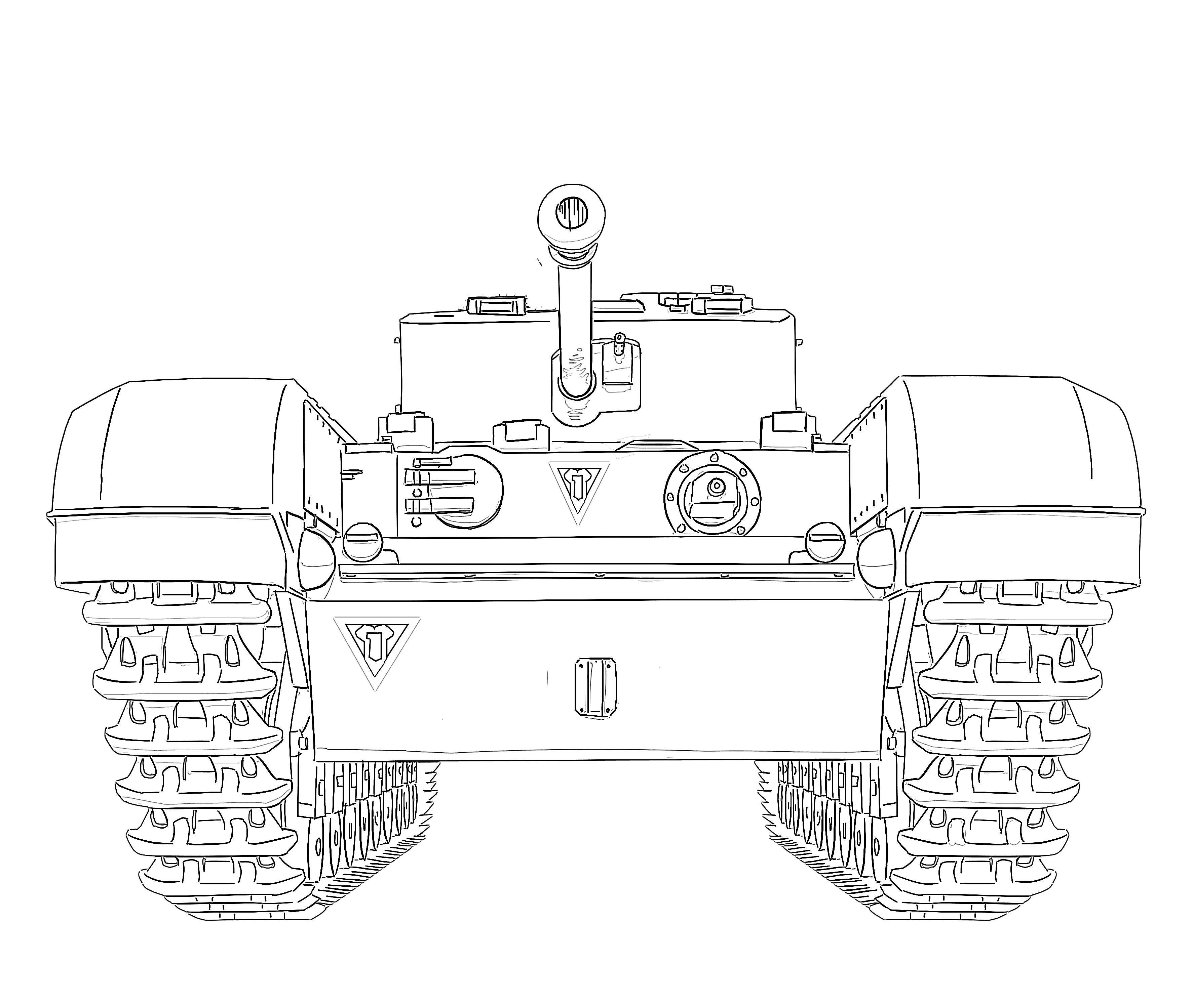 Army tank front view coloring page