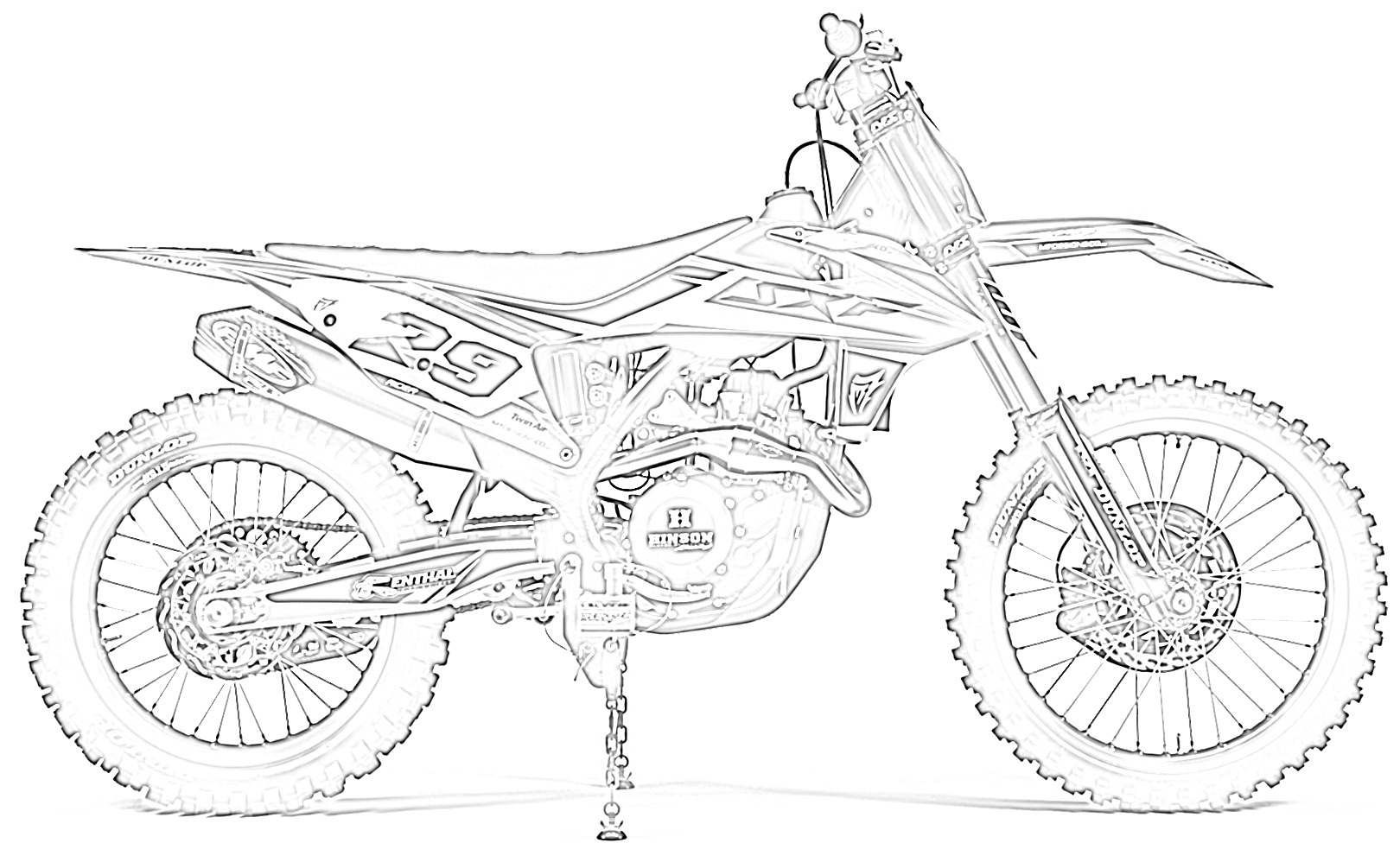 Dirt bike right side view coloring page