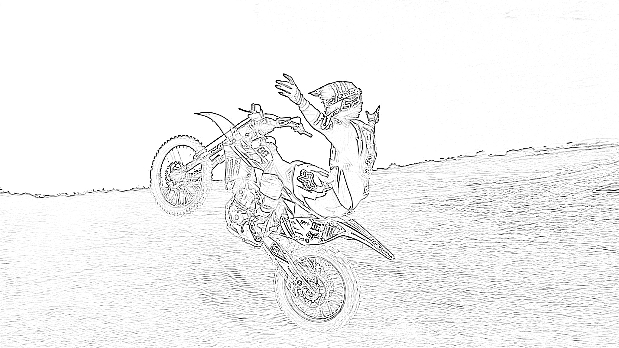 Dirt bike wheelie coloring page