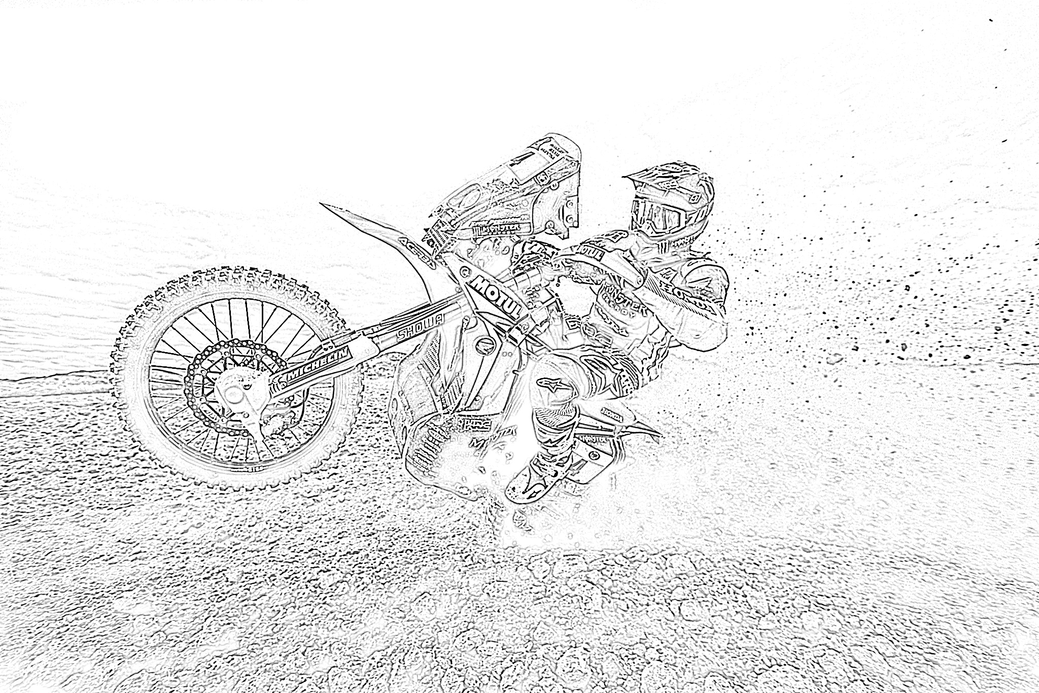Dirt bike dirt cloud coloring page