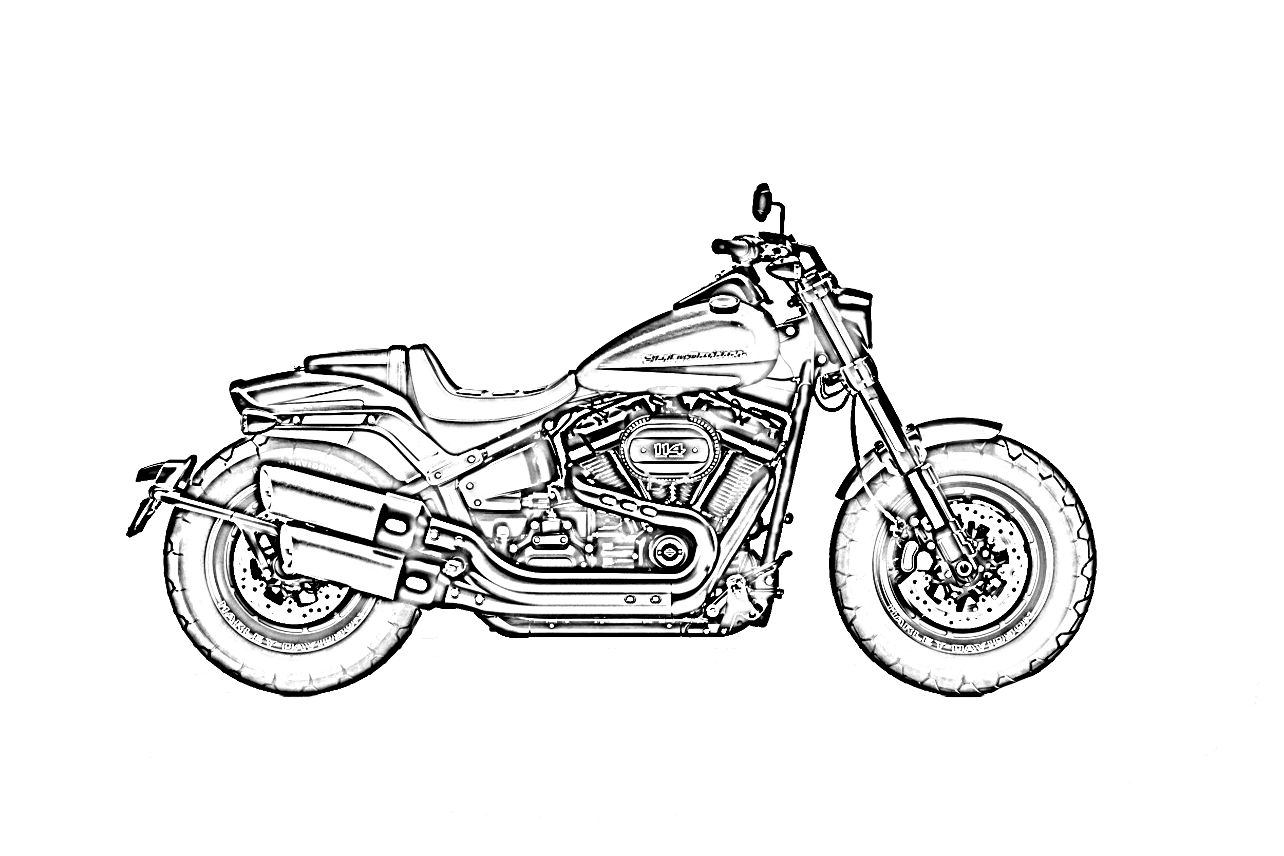 Harley davidson sideview coloring page