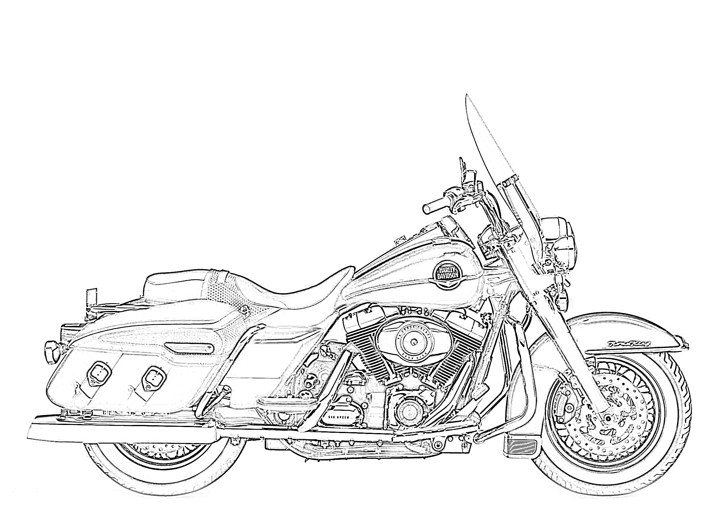 Harley Davidson road king sideview coloring page