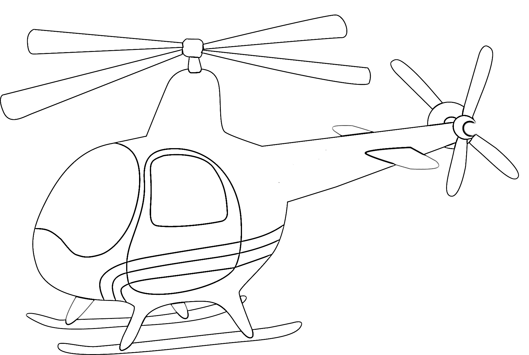 Cute helicopter cartoon coloring page