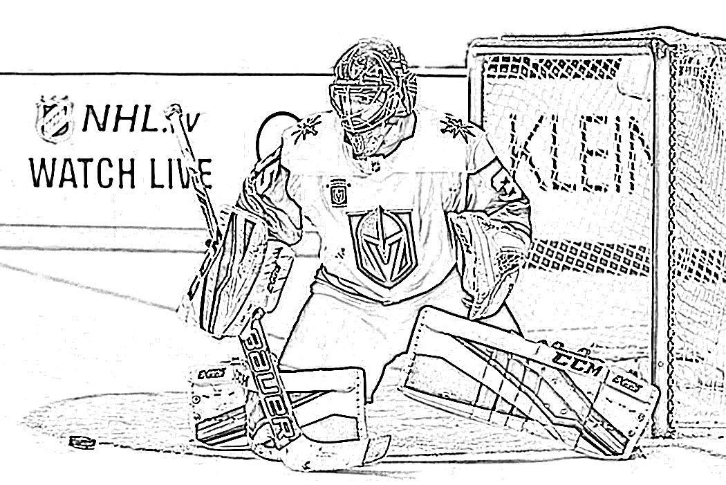 Goalie making a save coloring page