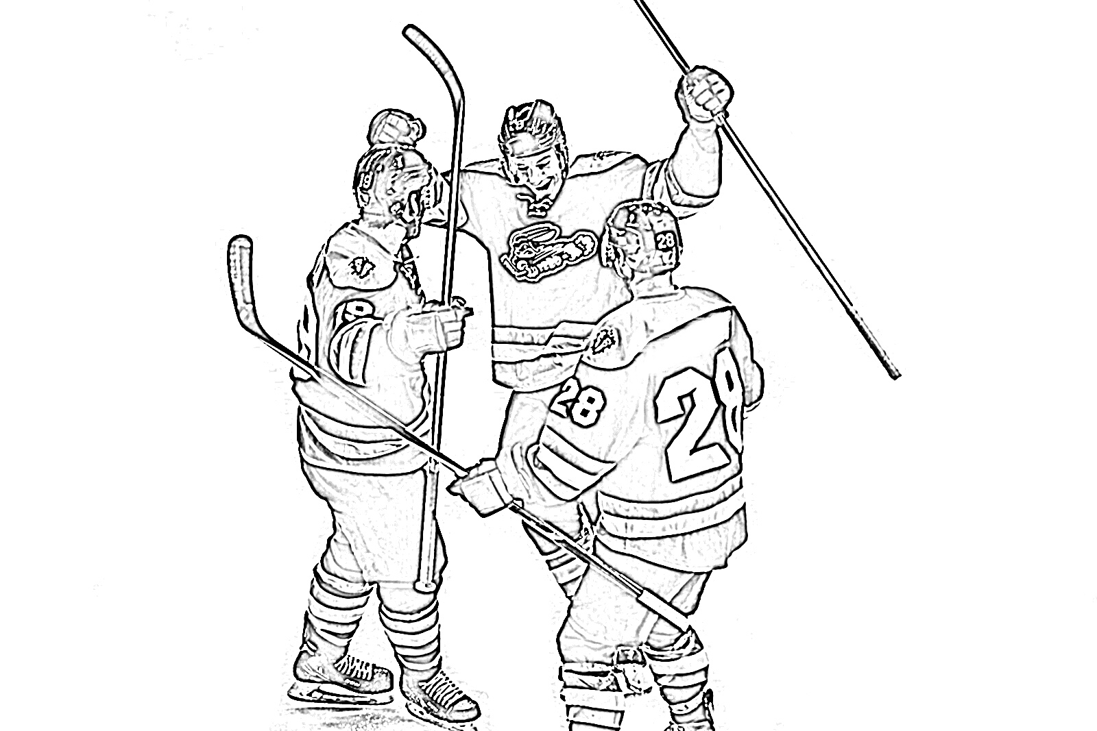 Hockey players celebrating coloring page