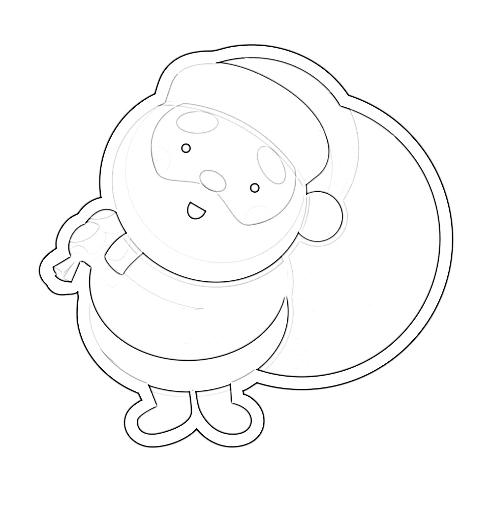 Cute Jolly Santa Clause with presents coloring page