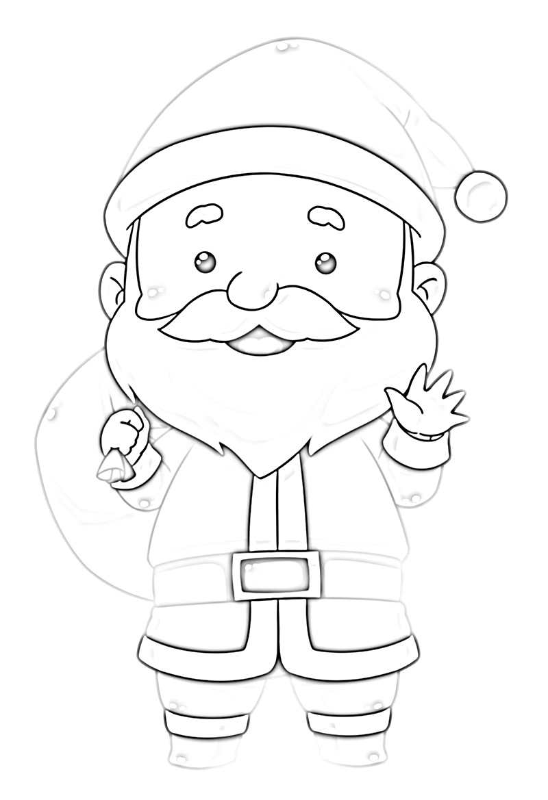 Cute Jolly Santa Clause waving coloring page