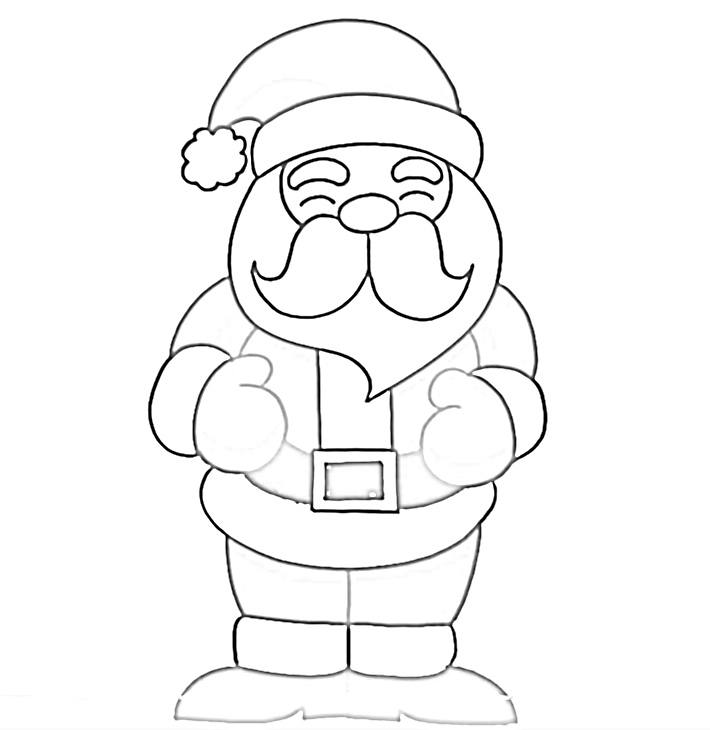 Jolly Santa Clause rubbing belly coloring page