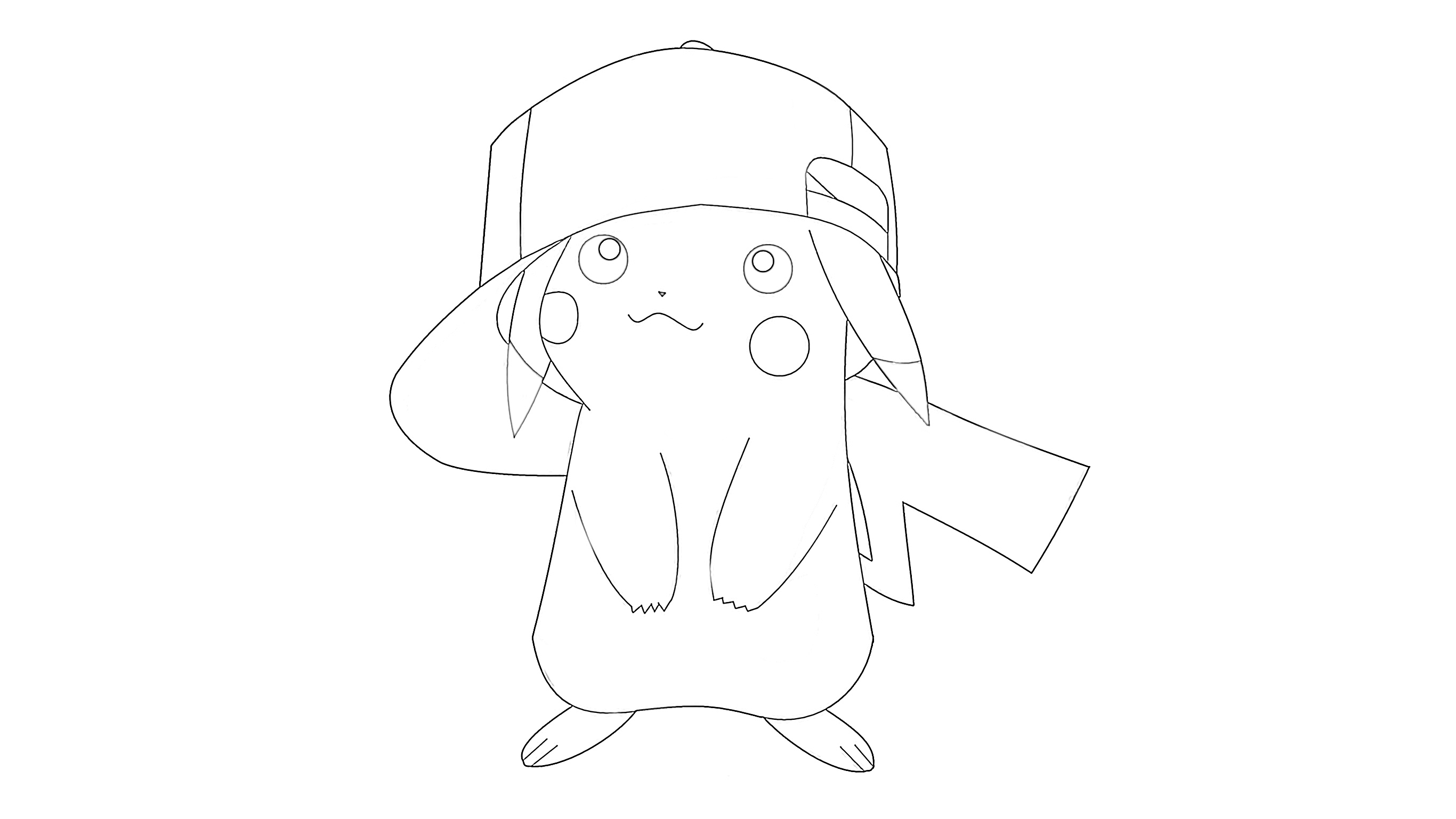 Pikachu wearing a hat coloring page