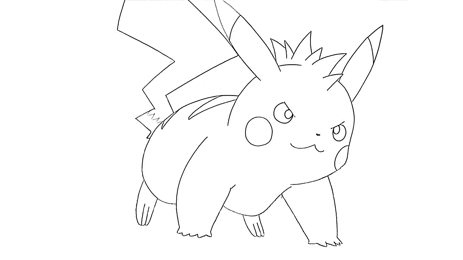 Determined Pikachu coloring page