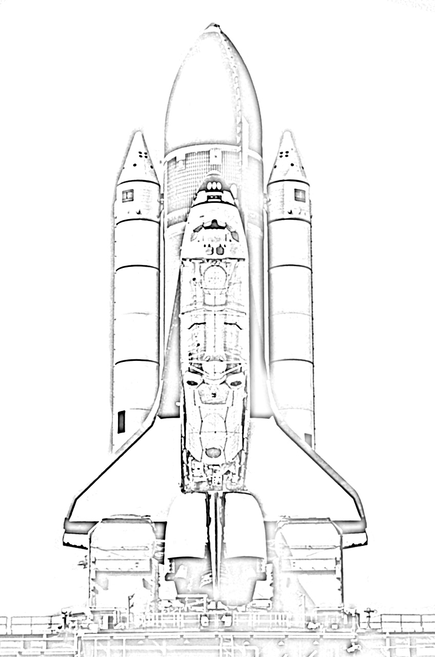 Rocket ship detailed coloring page