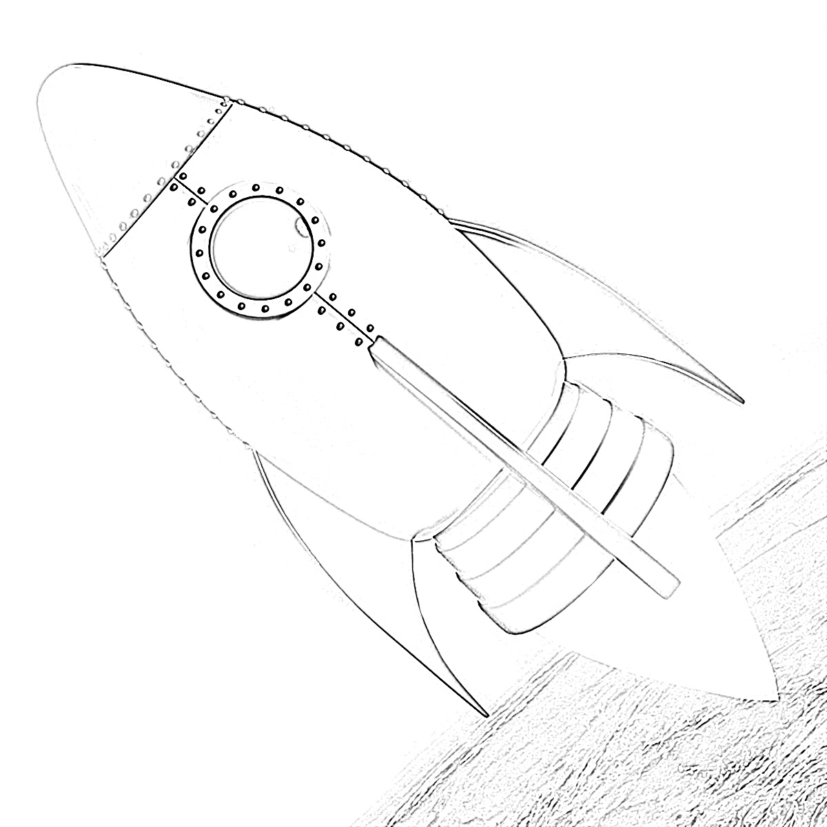 Rocket ship cartoon launch coloring page