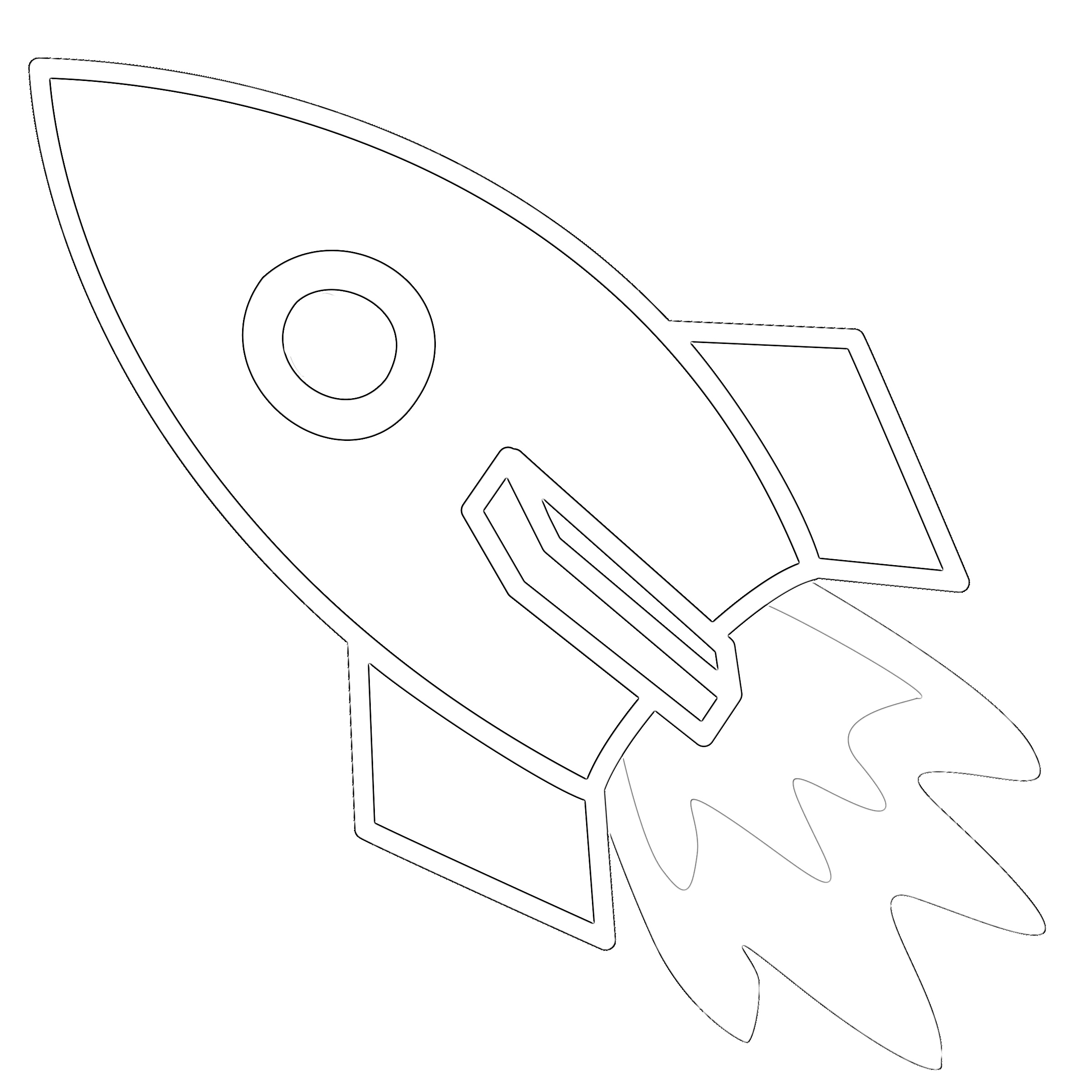 Rocket ship cartoon coloring page