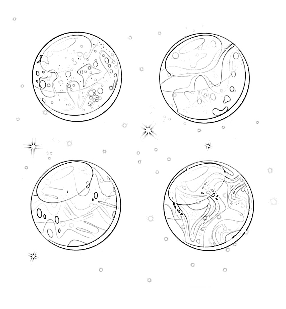 Solar system 4 planets coloring page