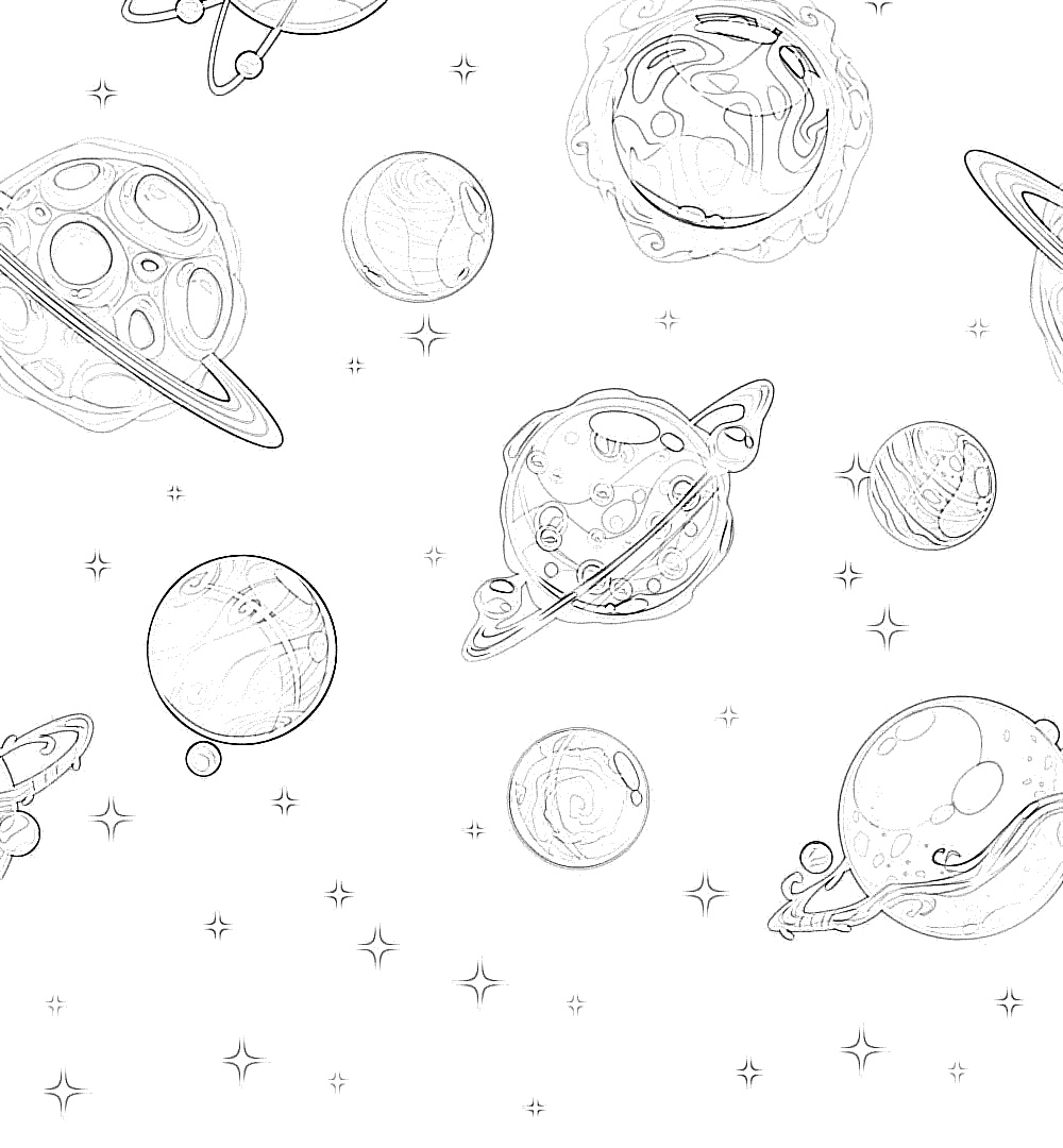 Solar system creative coloring page