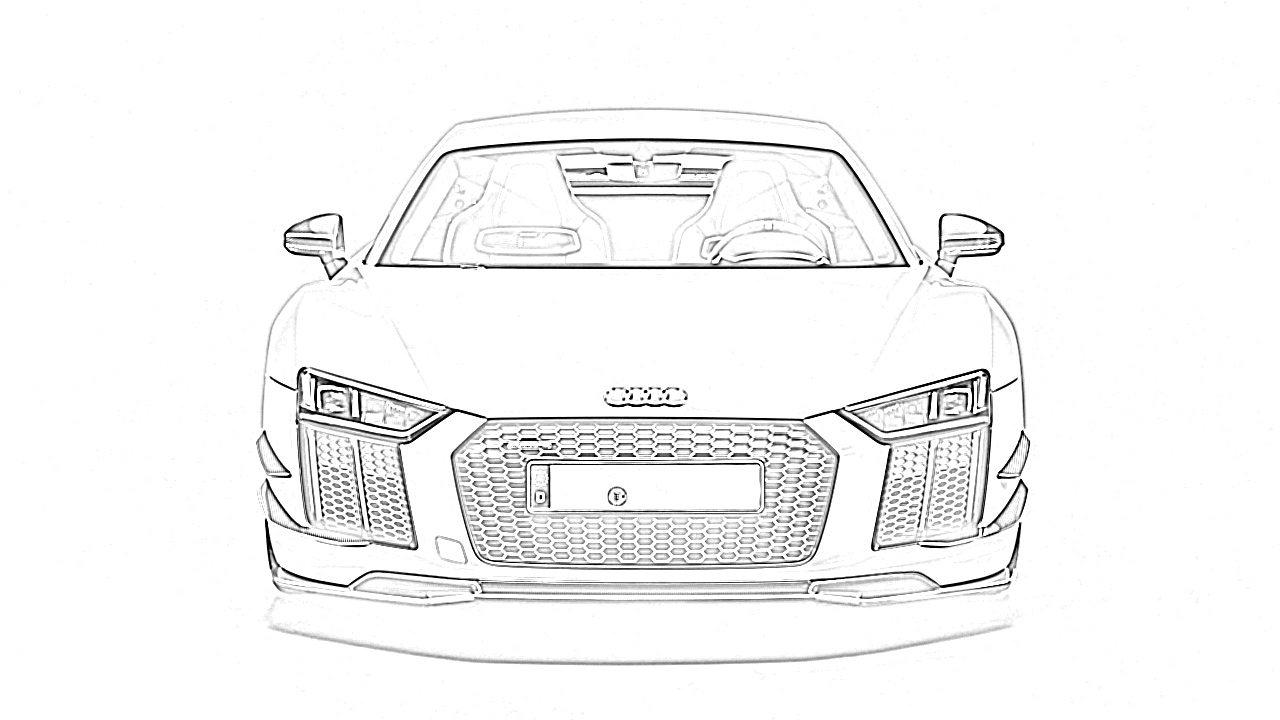 Sports car audi front view coloring page