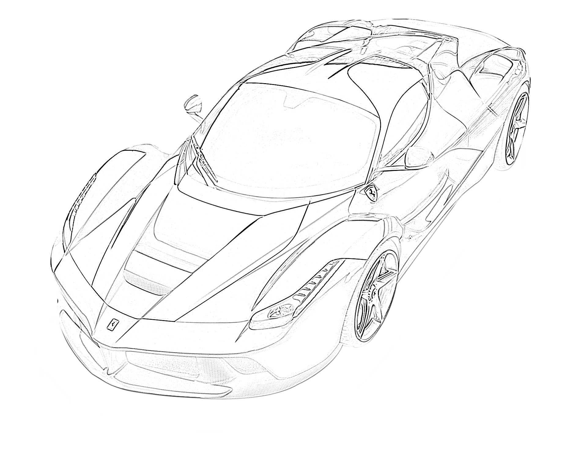 Sports car ferrari top down view coloring page