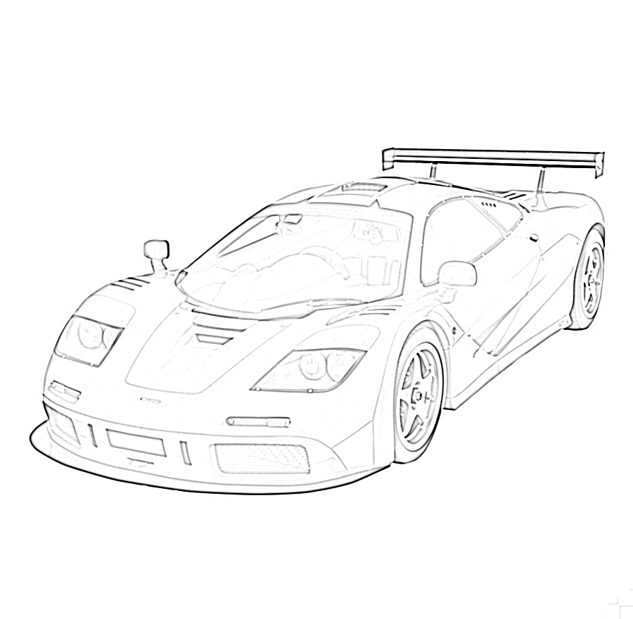 Sports car spoiler view coloring page