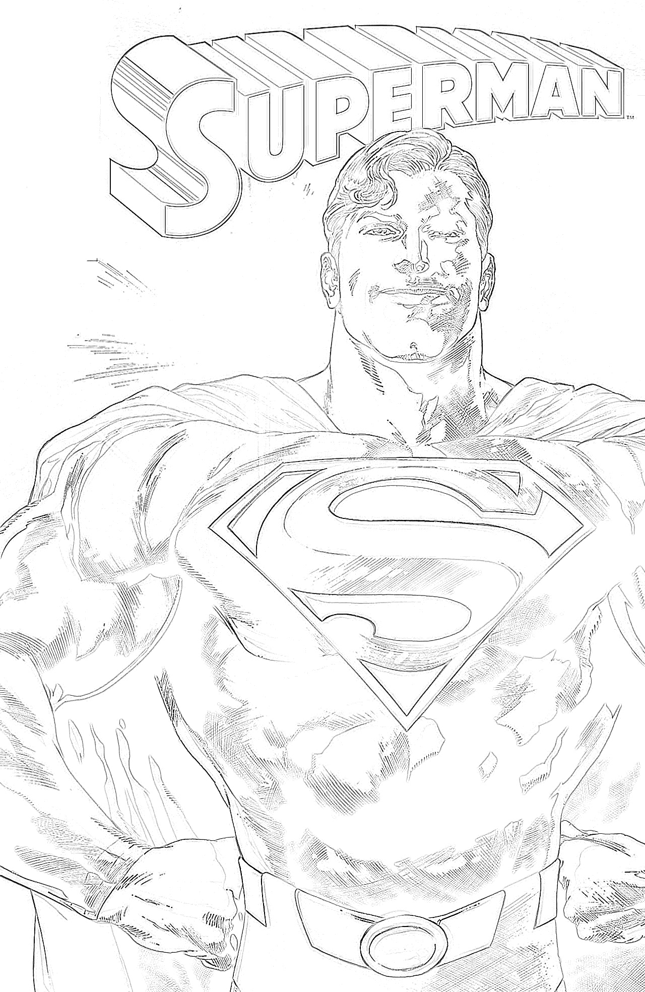 Superman standing proud coloring page