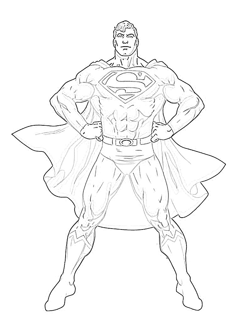 Superman posing hands on hips coloring page