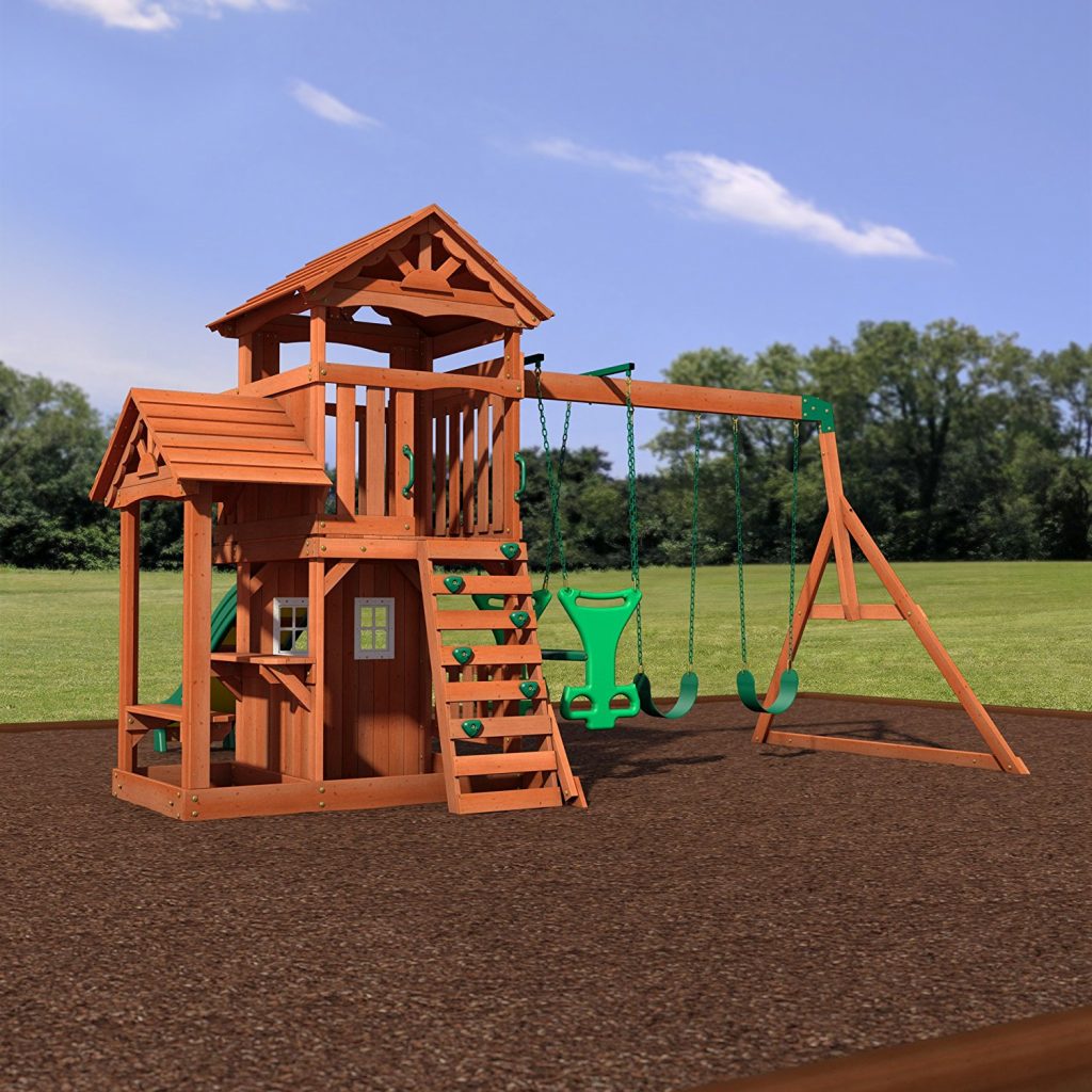Backyard-Discovery-Tanglewood-All-Cedar-Wood-Playset-Swing-Set