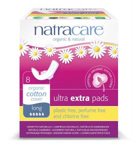 Natracare Ultra Extra Pads with Wings, Long, 8 Count